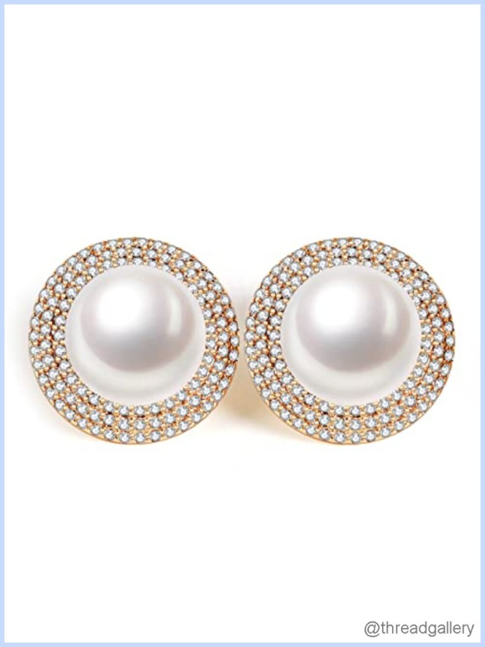 S925 Sterling Silver Freshwater Pearl Halo CZ Stud Earrings for Women